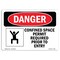Signmission OSHA Danger Sign, Confined Space Permit Required, 10in X 7in Rigid Plastic, 10" W, 7" H, Landscape OS-DS-P-710-L-1092 - alternate 1